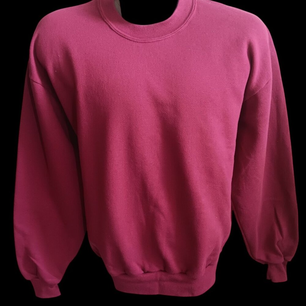 Vintage Crewneck Sweatshirt Blank Large JERZEES Burgundy Fleece Pullover USA